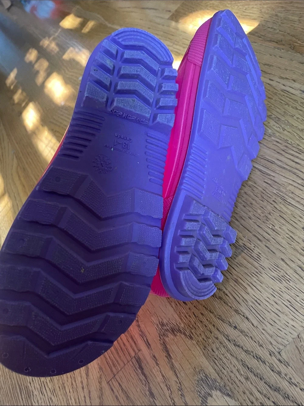 Girls Pink Rain Boots size 13, 1 Purple Sole